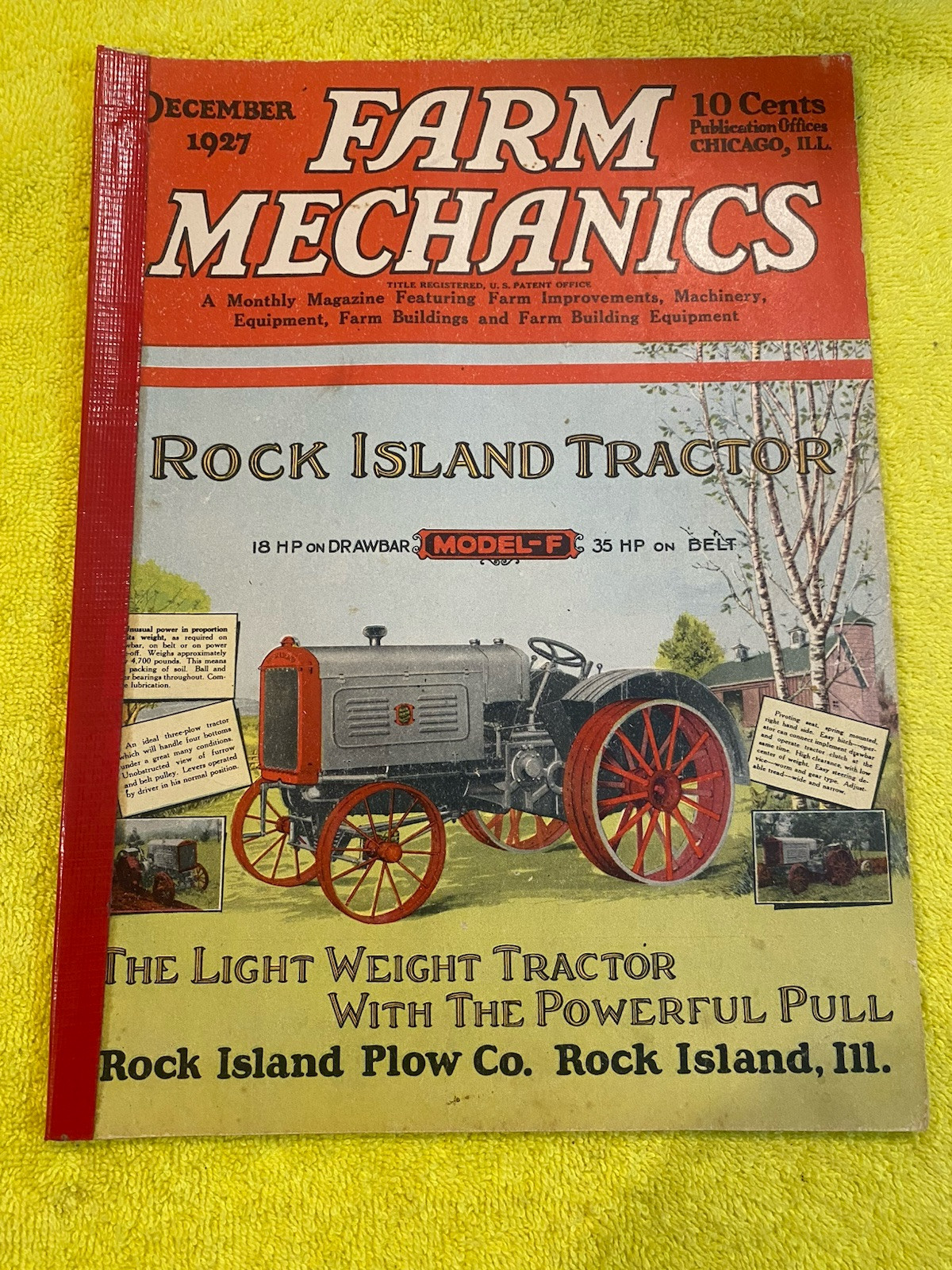 DECEMBER 1927 FARM MECHANICS MAGAZINE ROCK ISLAND TRACTOR