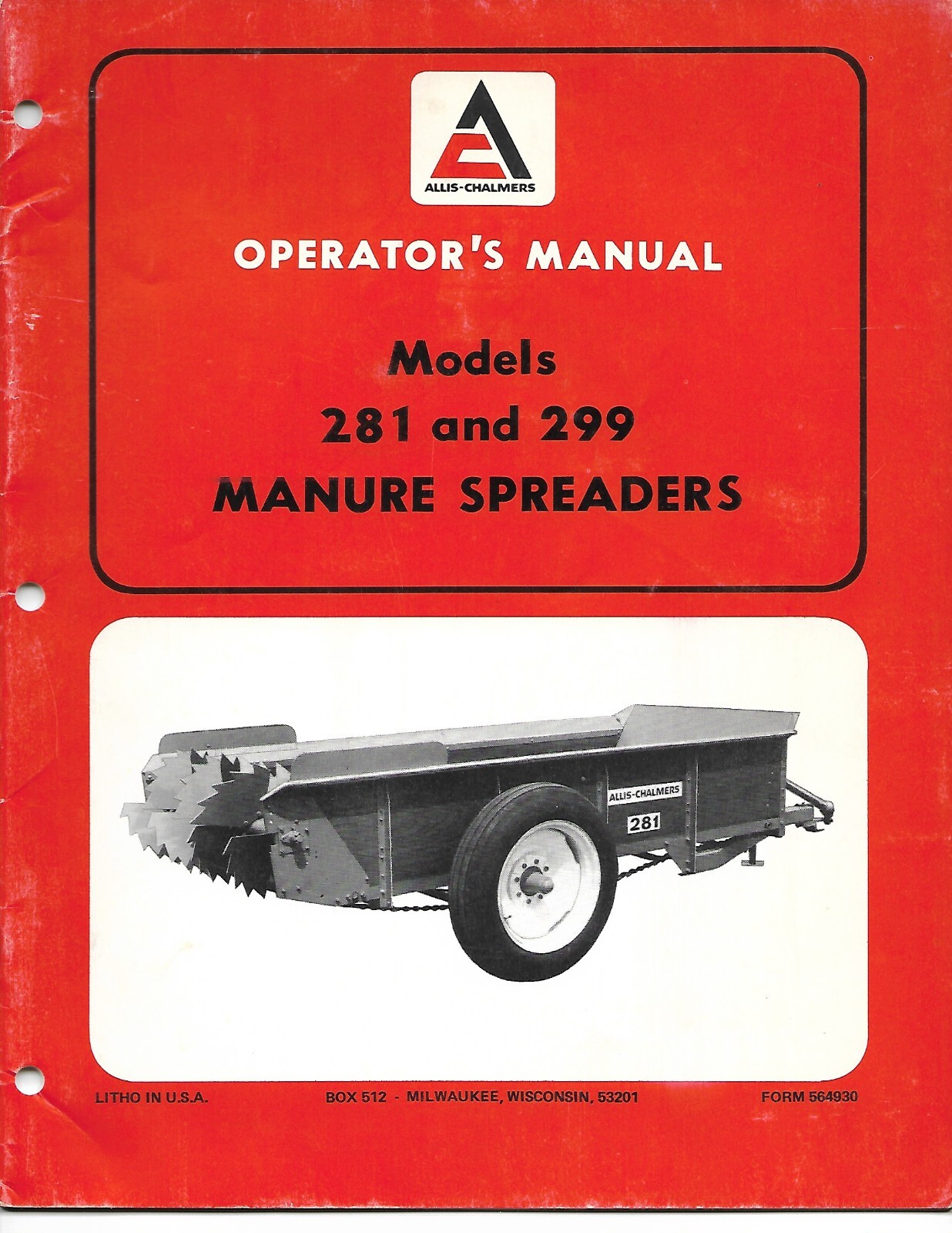 Farm Manual – Allis-Chalmers – 281 299 – Manure Spreader – Operator&rsquo;s (FM594)