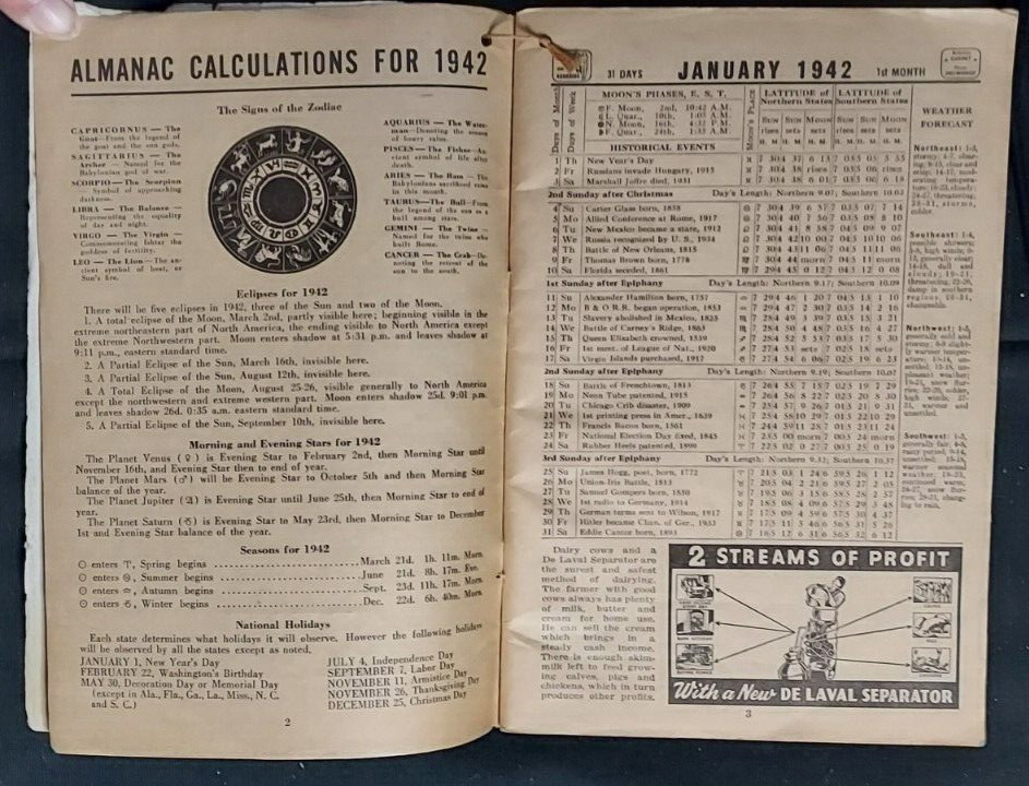 1942 De Laval Reference Year Book Cream Separators Frank Davis Greenville OH