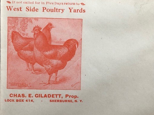 Vintage Envelope West Side Poultry Yards Sherburne NY Original 1930&rsquo;s New York