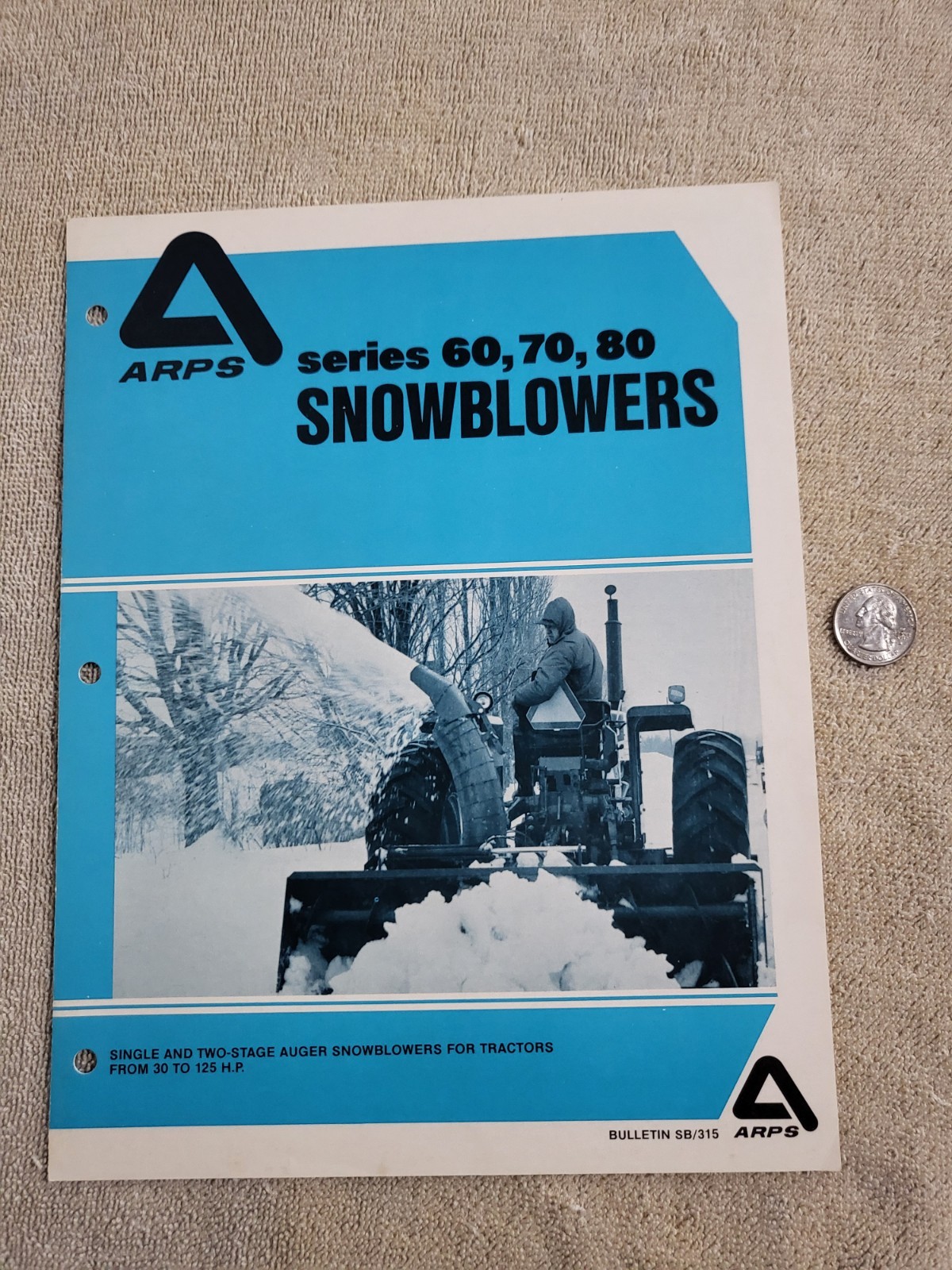 Original ARPS Series 60 70 80 Snowblowers Sales BROCHURE Tractor Rear Mount PTO