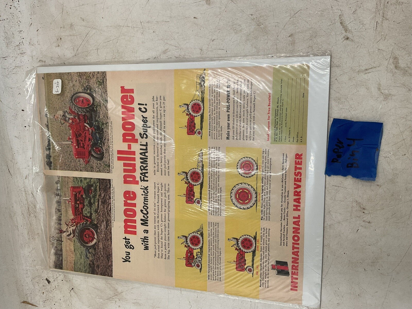 1950&rsquo;S INTERNATIONAL HARVESTER McCORMICK FARMALL TRACTOR FARM AD20466