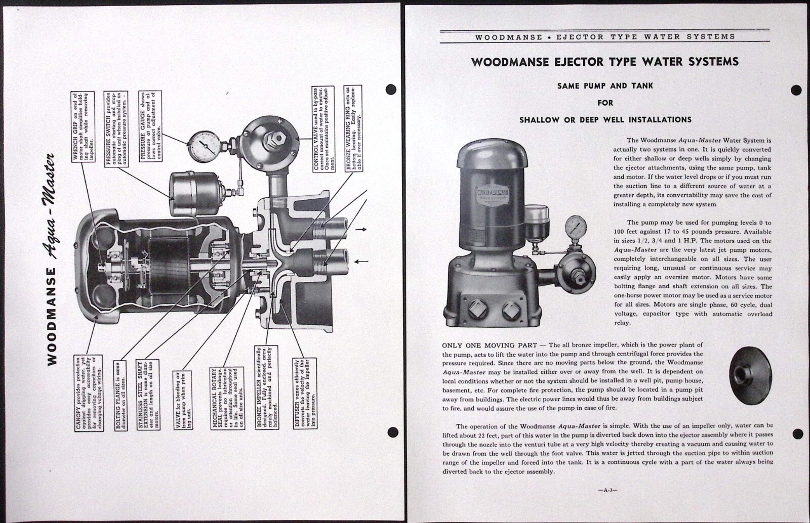 1953 Woodmanse Shallow and Deep Well Ejector Water Systems Brochure