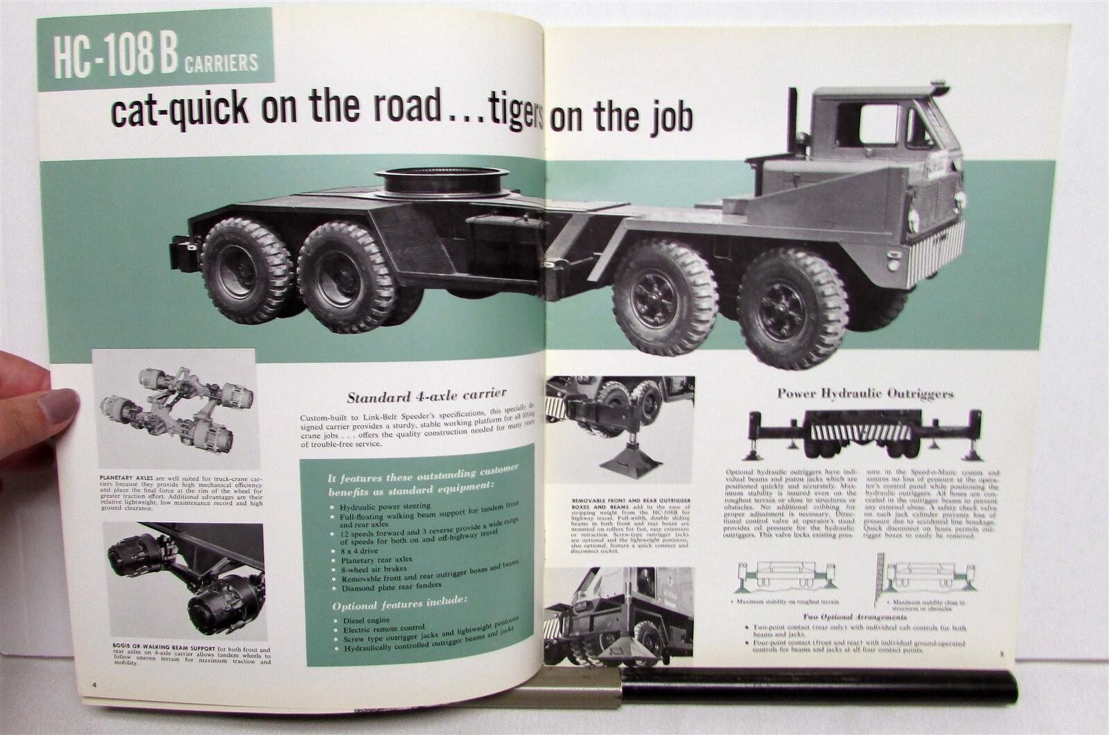 1962 Link Belt Speeder HC108B 45 Ton ZephyrCrane Specs Construction Brochure