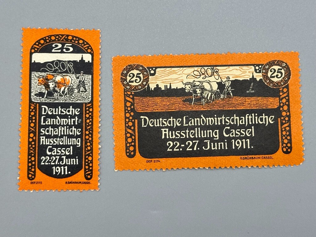 1911-1924 GERMAN Agricultural FARM EXPO Advertising POSTER STAMP Antique