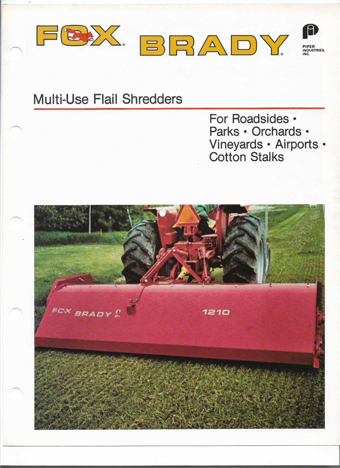 Original OEM Fox Brady Flail Shredders Models 1690 2410 840 1210 Sales Brochure