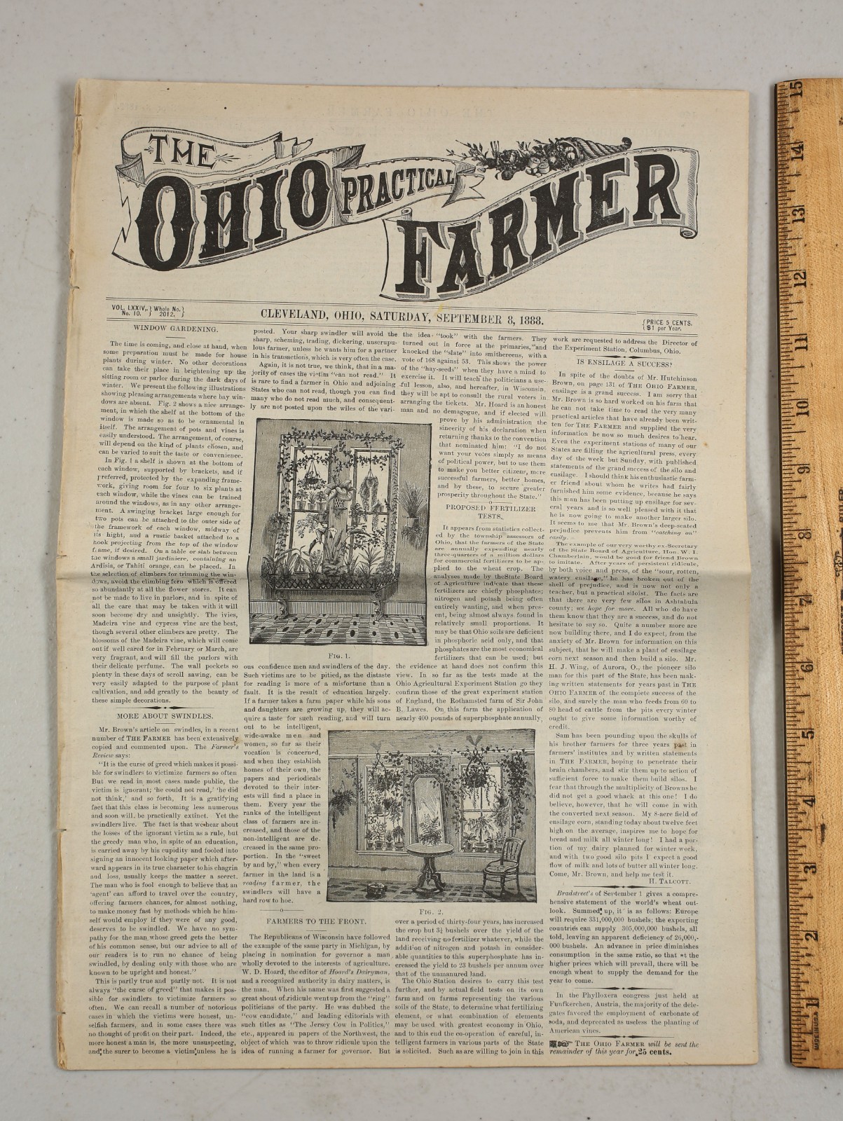 Vintage 1888 The Ohio Practical Farmer Newspaper Cleveland Ag Equipment Ads