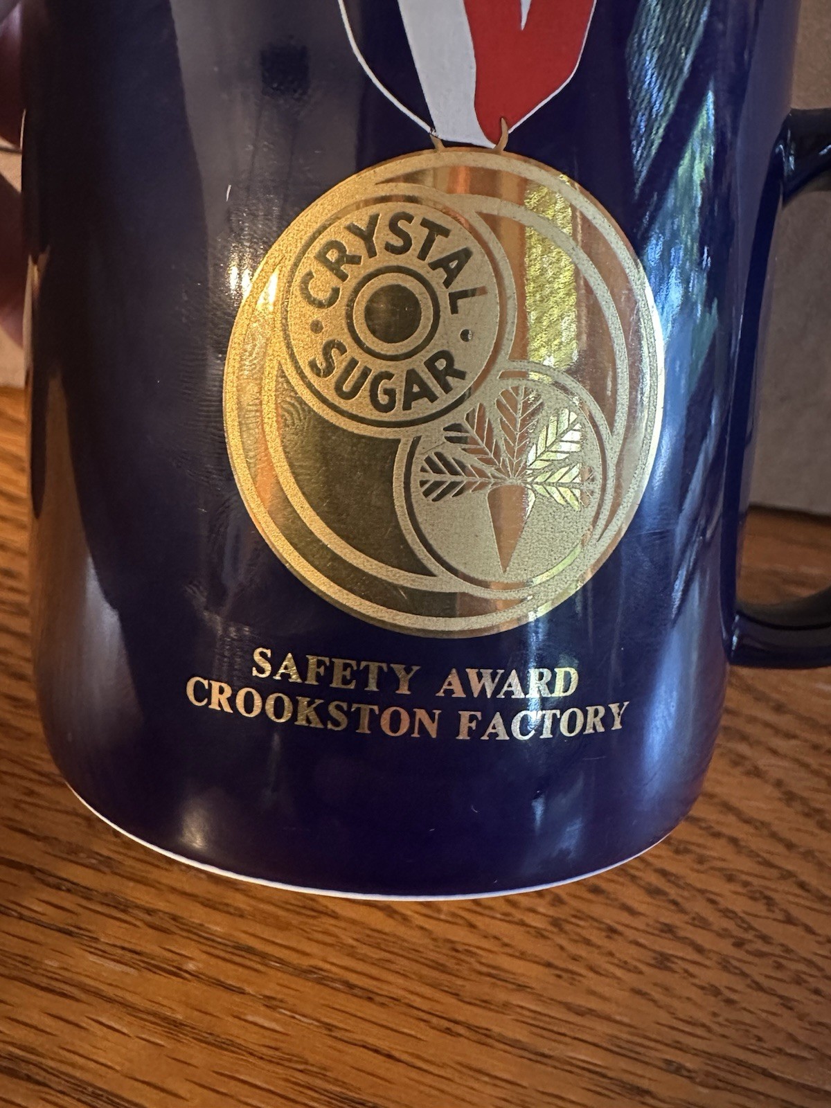 Vintage Crystal Sugar Beet Safety Award Crookston MN Glass Coffee Cup Mug