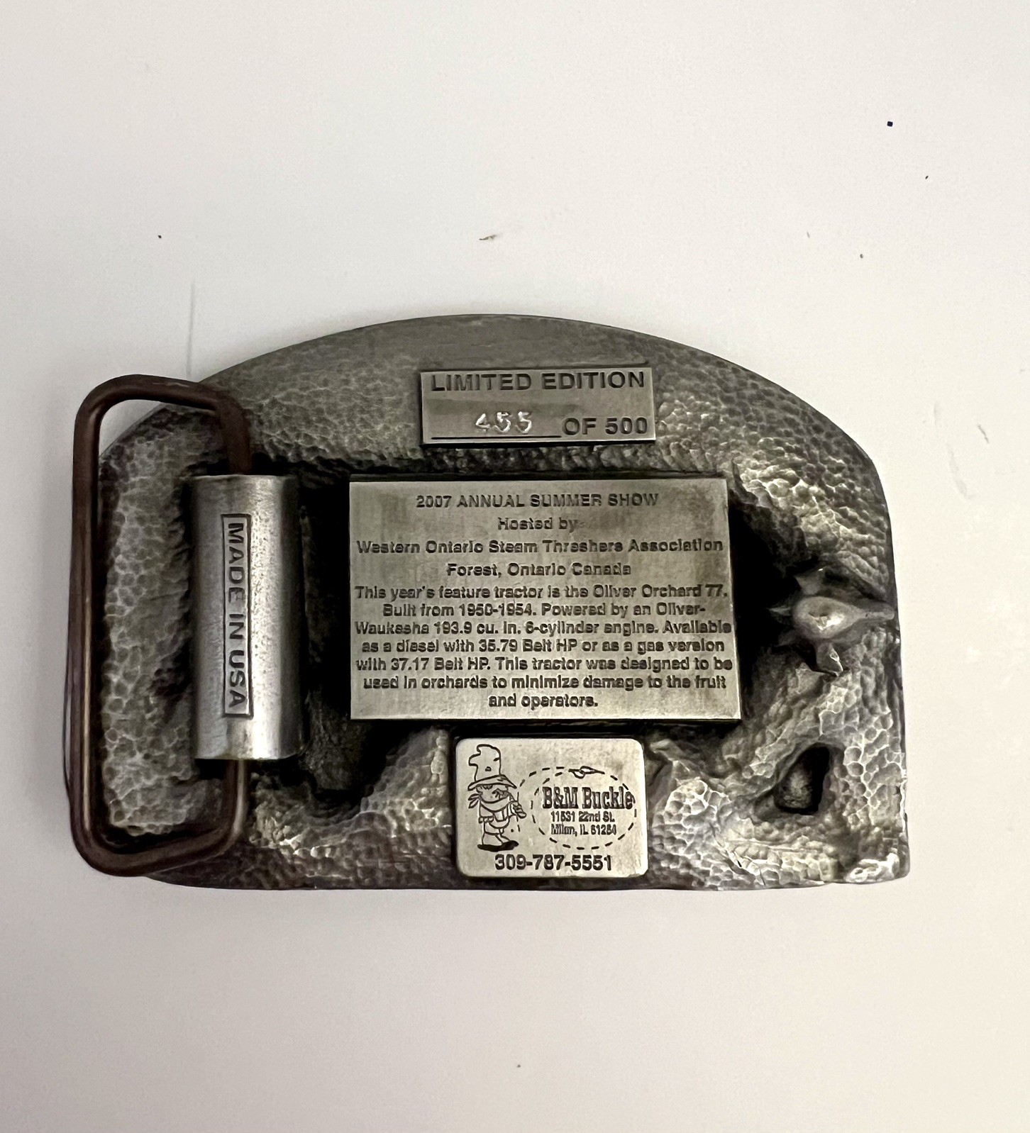 2007 Hart-Parr Oliver Collector Orchard 77 Belt Buckle Limited Edition # 455/500