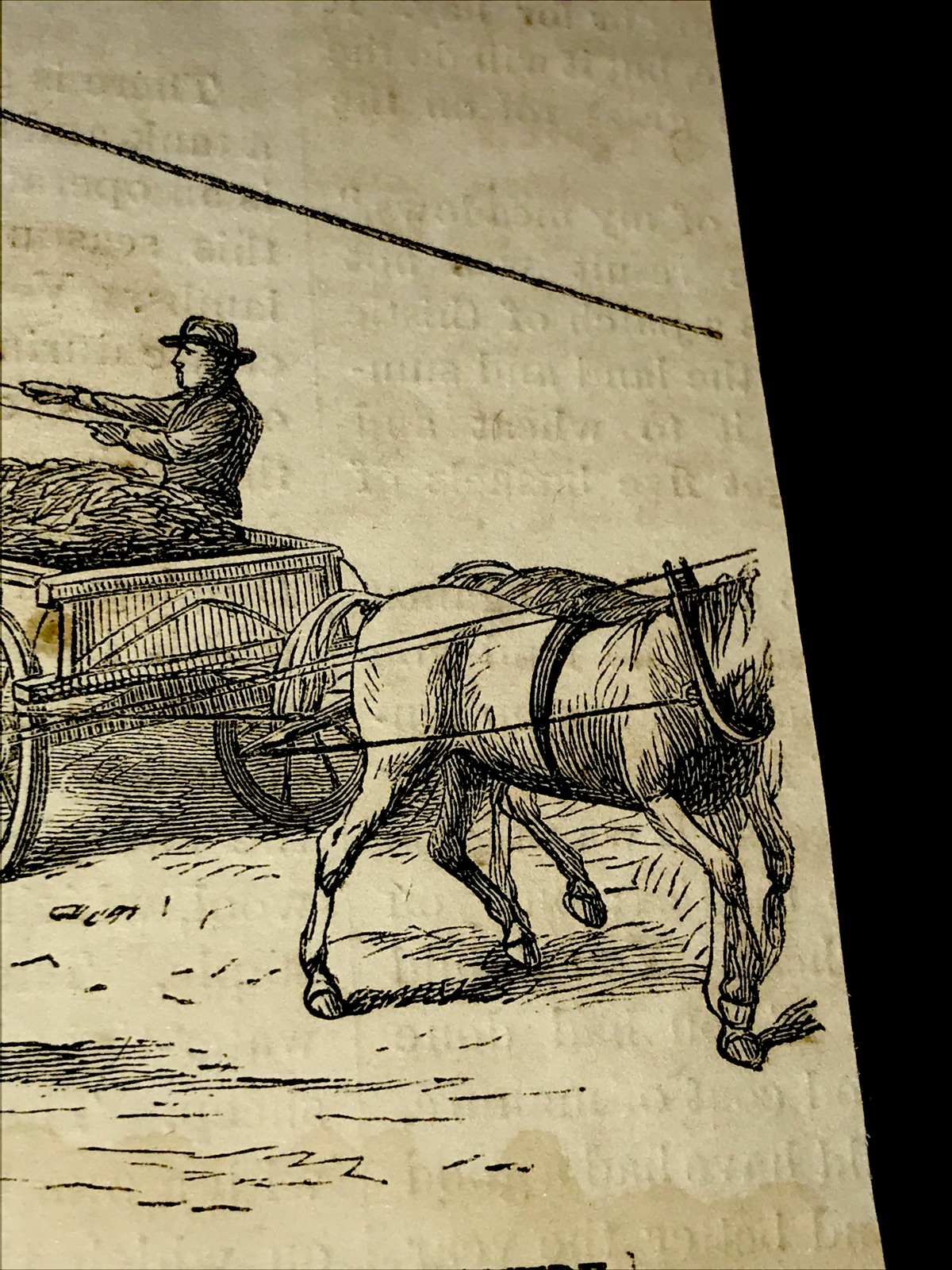 ORIGINAL 1873 Manure Loading Farm Engraving Advertising