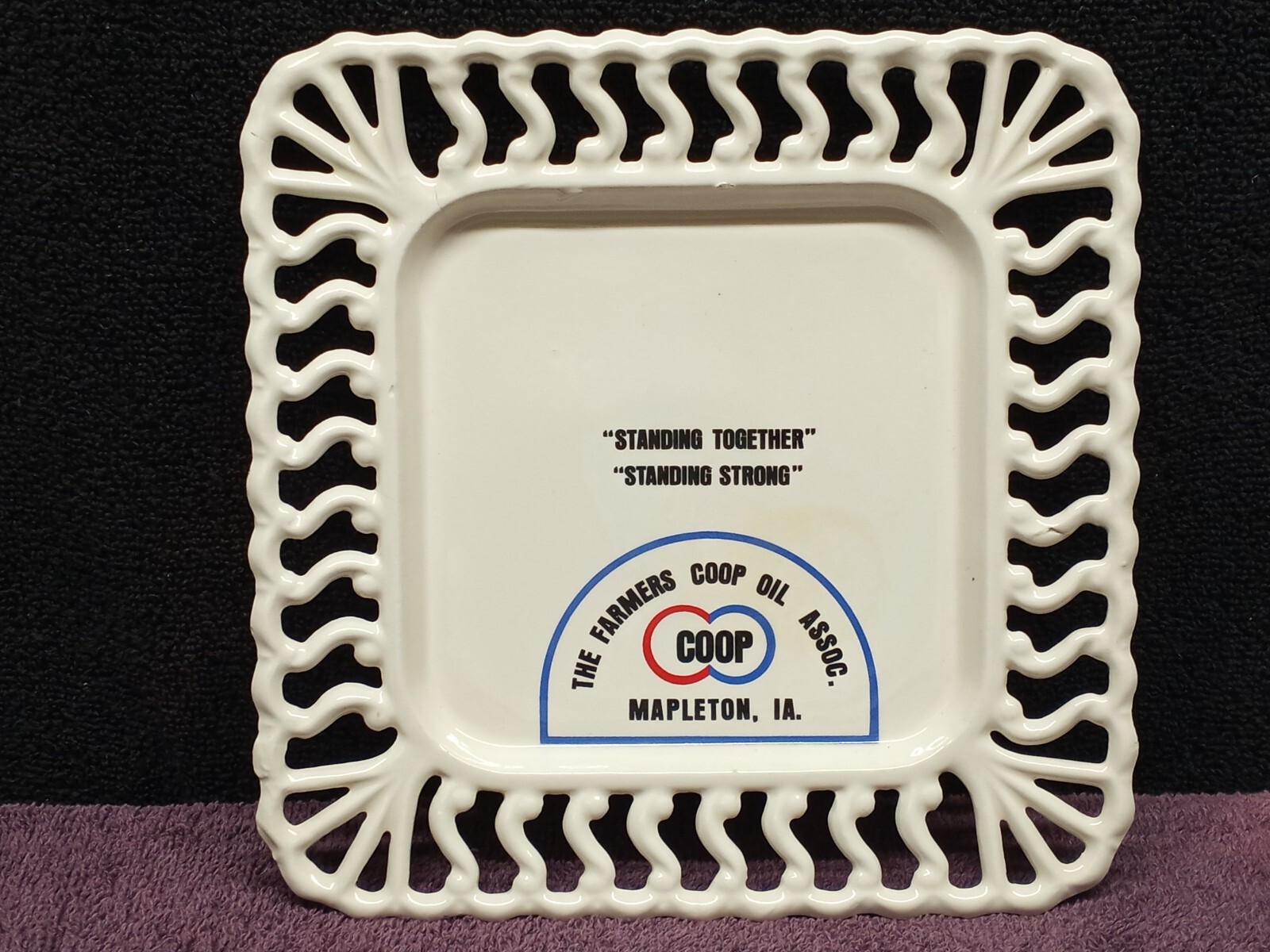 Vintage COOP DISH TRAY THE FARMERS COOP OIL ASSOC. MAPLETON IOWA