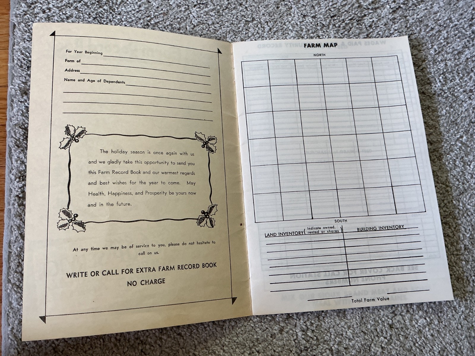 Vtg. 1966 Farm Acct. Record Book Sioux Falls Rendering Co. South Dakota