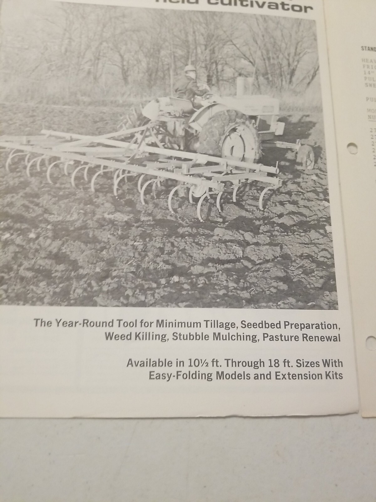1970 PITTSBURGH FORGINGS CO. WHEEL TYPE FIELD CULTIVATOR BROCHURE & PRICE LIST