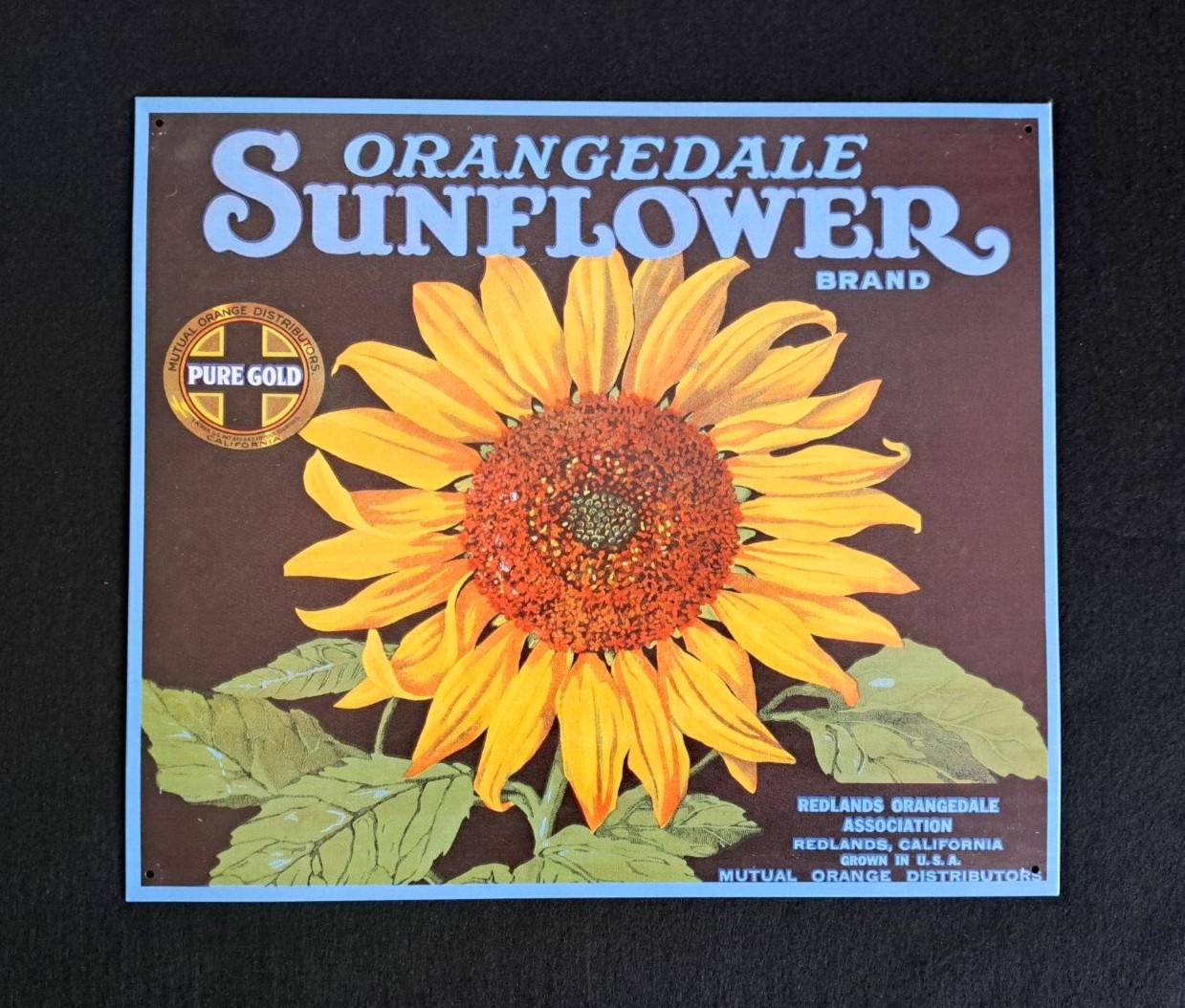 Tin Sign – Orangedale Sunflower Brand Pure Gold – Vintage Reproduction