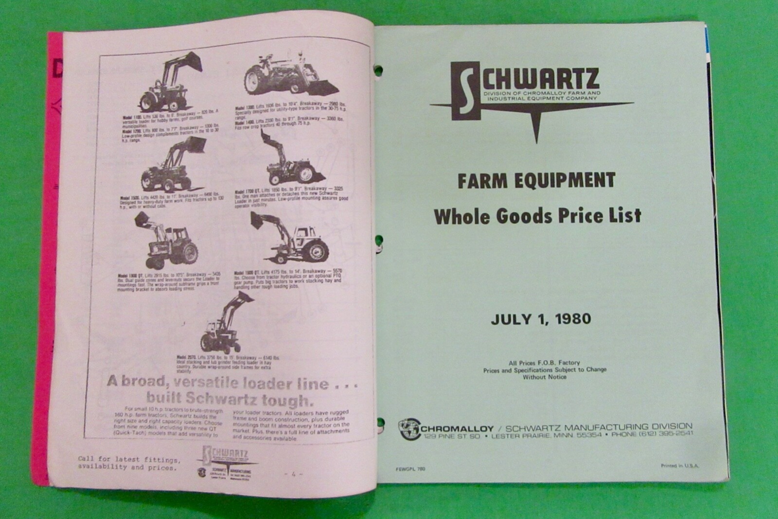 Daugherty Equipment Mini Catalog (1980) Warren, Indiana