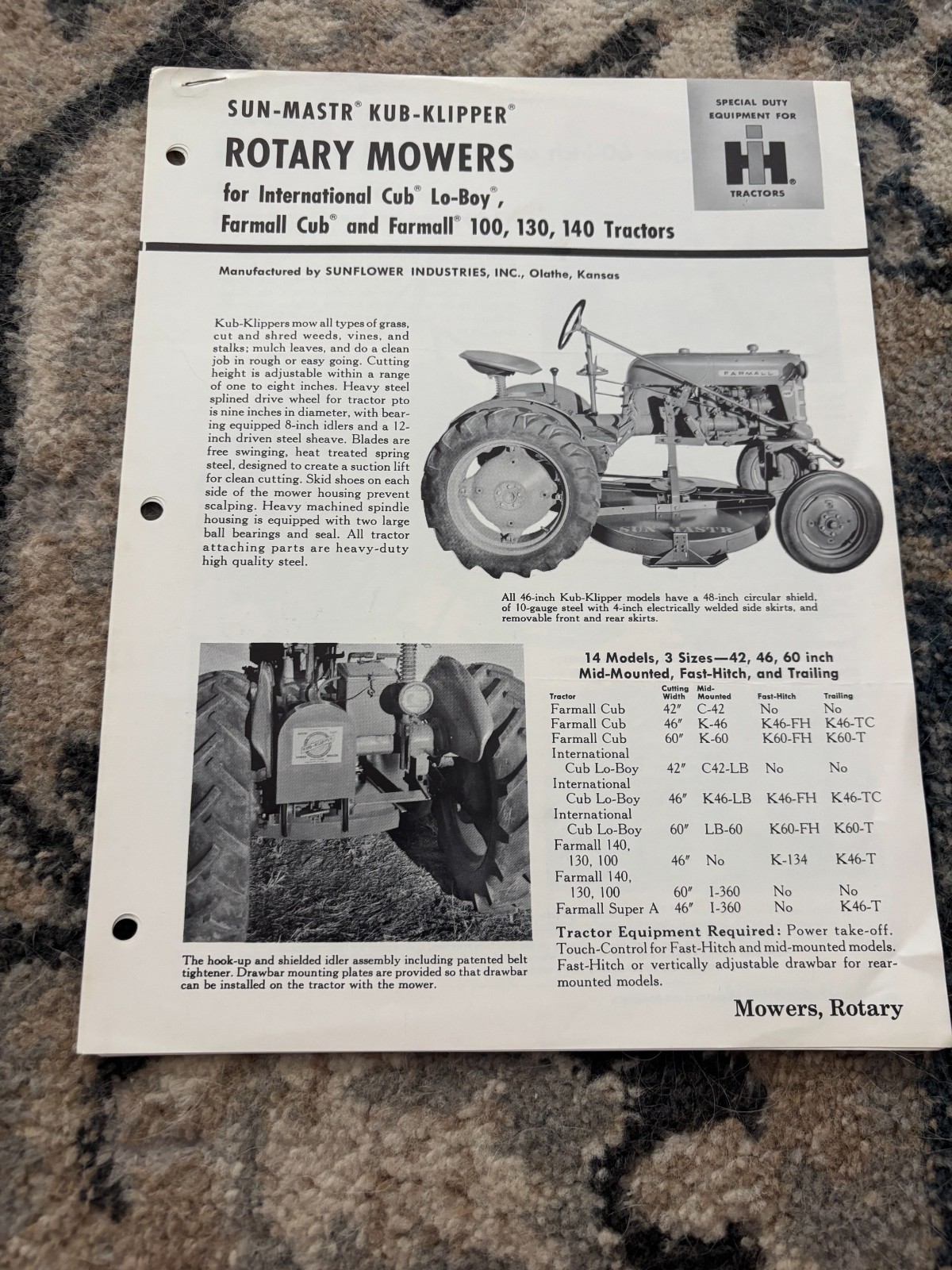 International Harvester Sunflower Rotary Mowers Brochure FCCA25 ver2