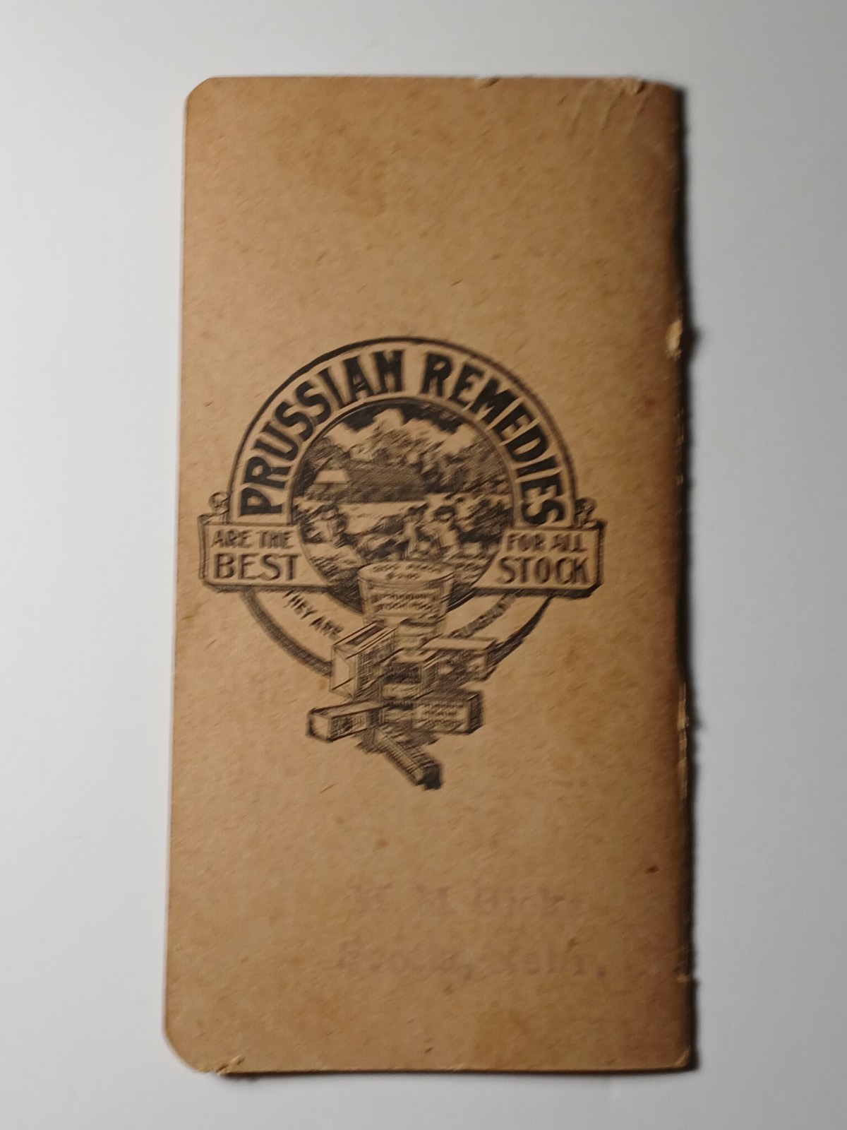 1906 Vintage Farm Ledger Prussian Food Advertising Cow Pig Sheep Horse Graphic