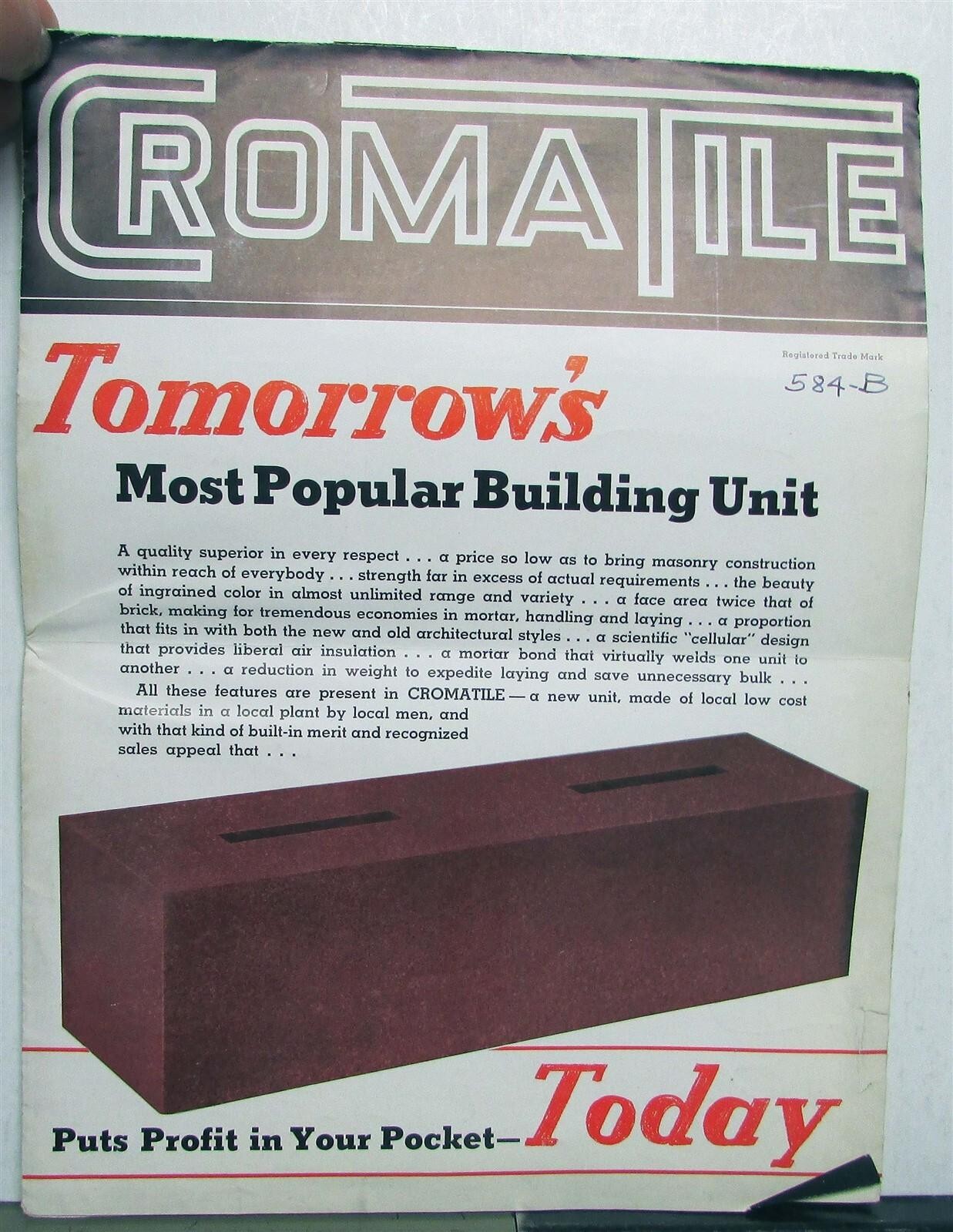 1950s Cromatile Popular Building Unit Single Duo Construction Mailer Brochure
