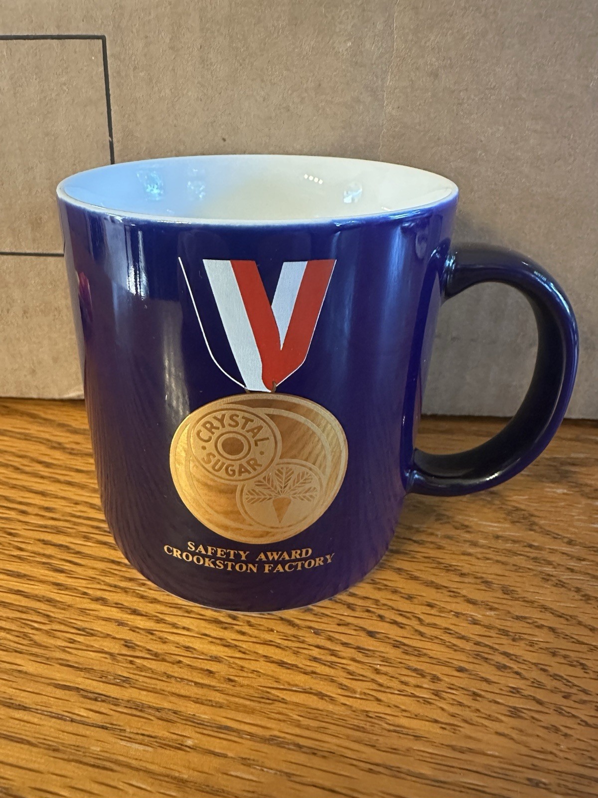 Vintage Crystal Sugar Beet Safety Award Crookston MN Glass Coffee Cup Mug