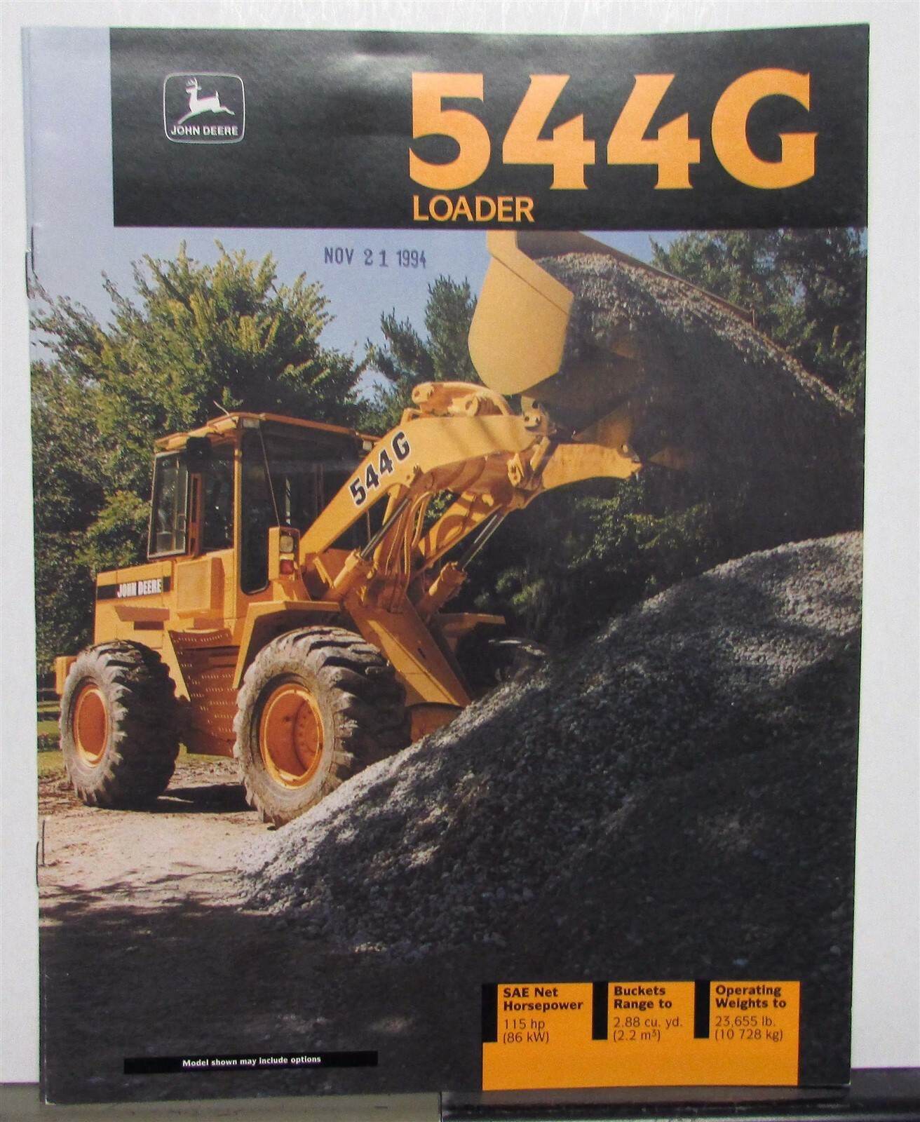 1994 John Deere 544G Loader Specifications Construction Sales Brochure