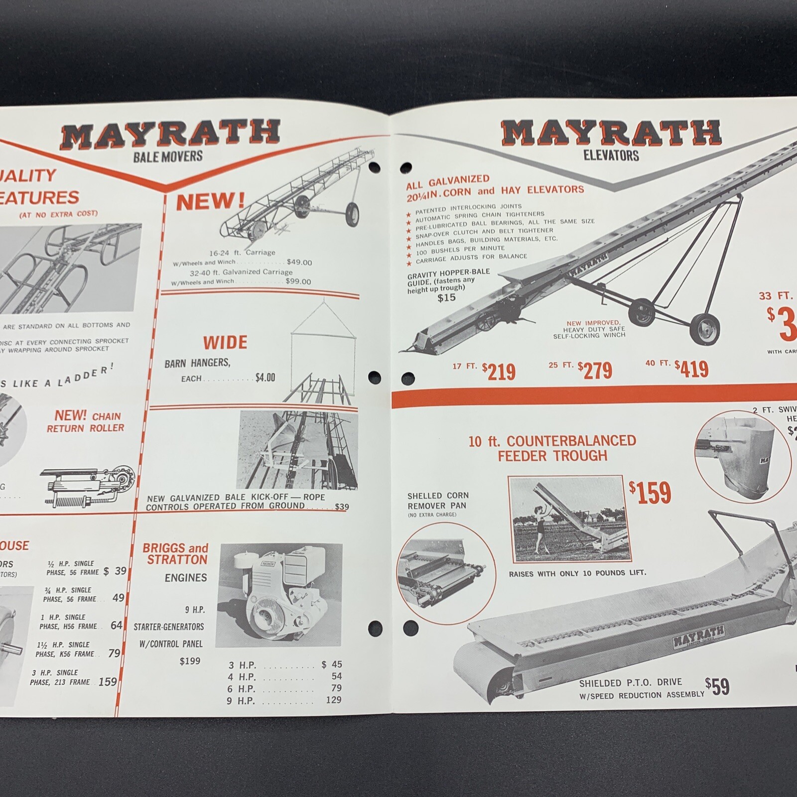 5 Original Mayrath Farm Implements Sales Brochures-Compton Illinois-1950’s