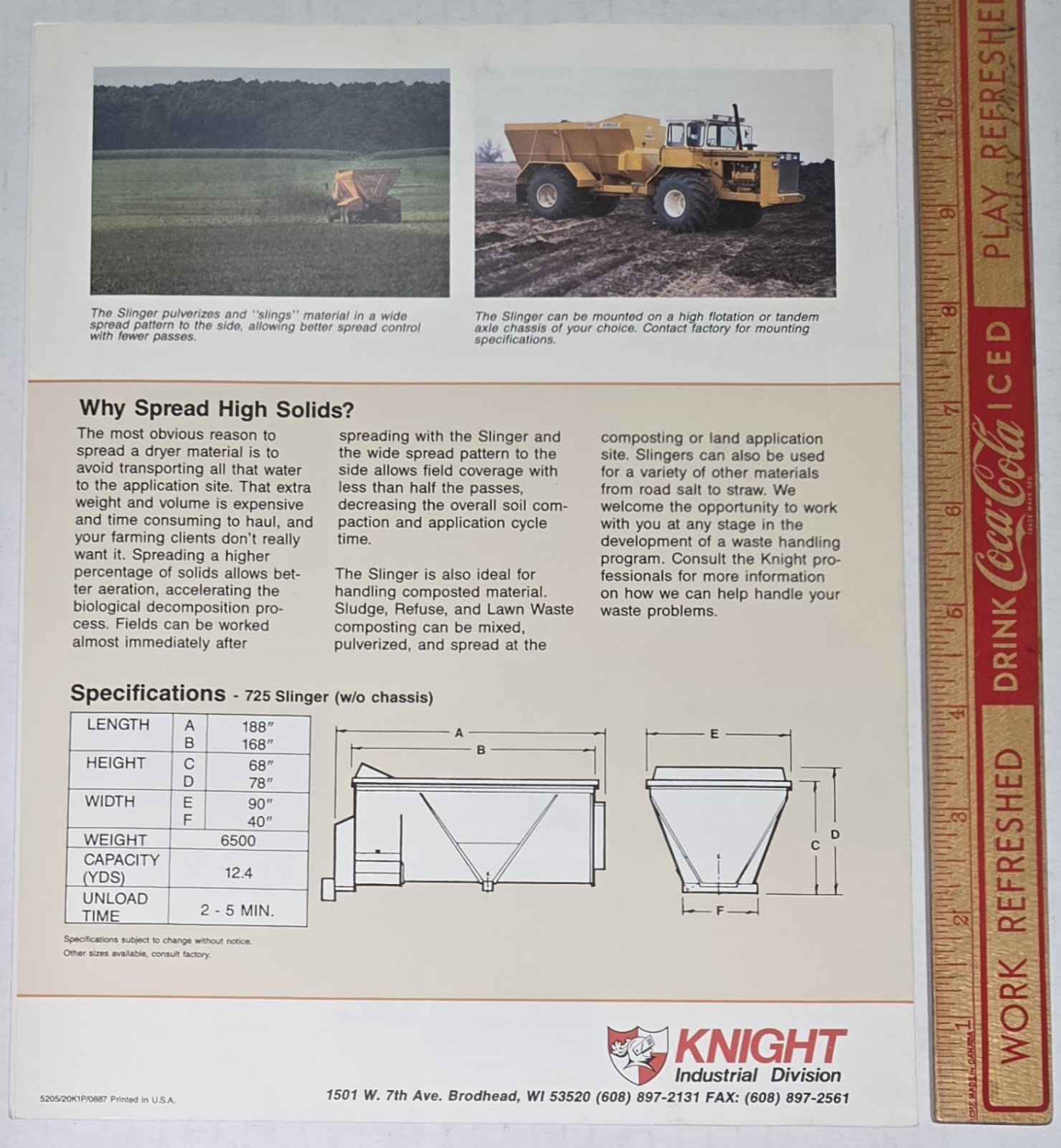 Knight Slinger Sludge And Organic Waste Applicator Vintage Advertising Brochure