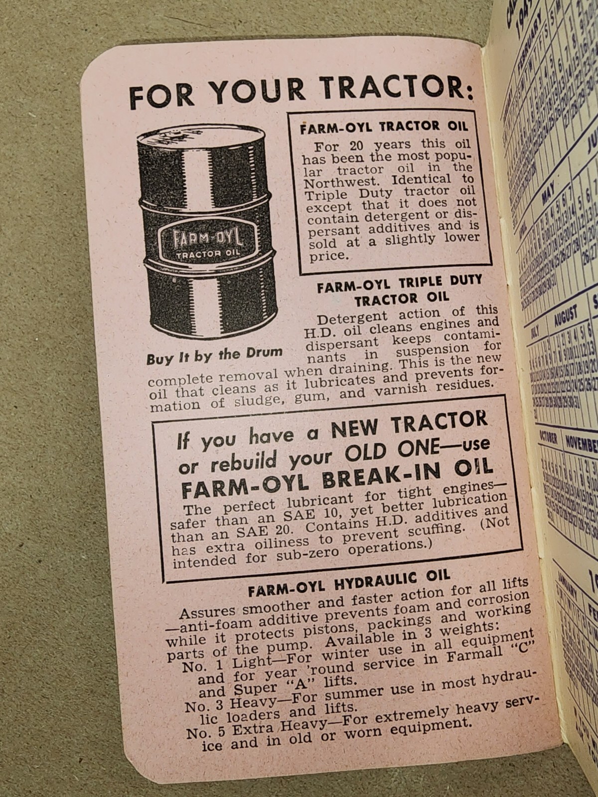 Farm-Oyl Memo Book 1949 50 Petroleum Advertising Stichter Imp Co – Lexington, IL
