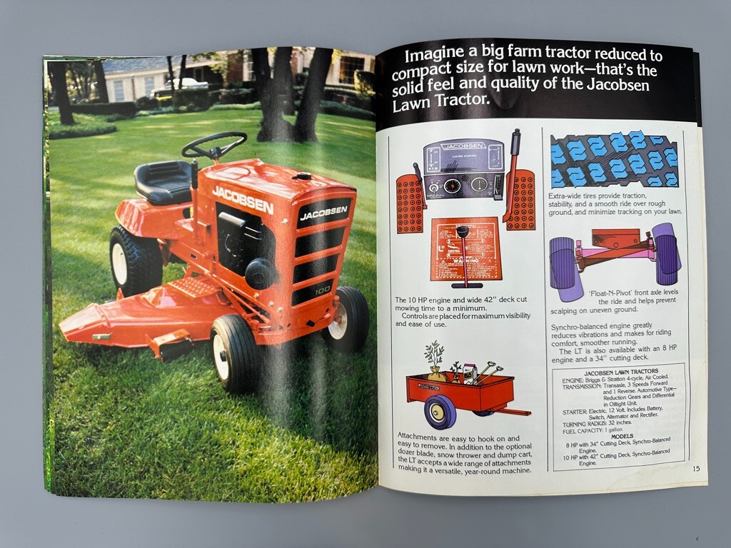 1977 JACOBSEN LAWN TRACTORS Riding Mower Advertising Catalog Vintage