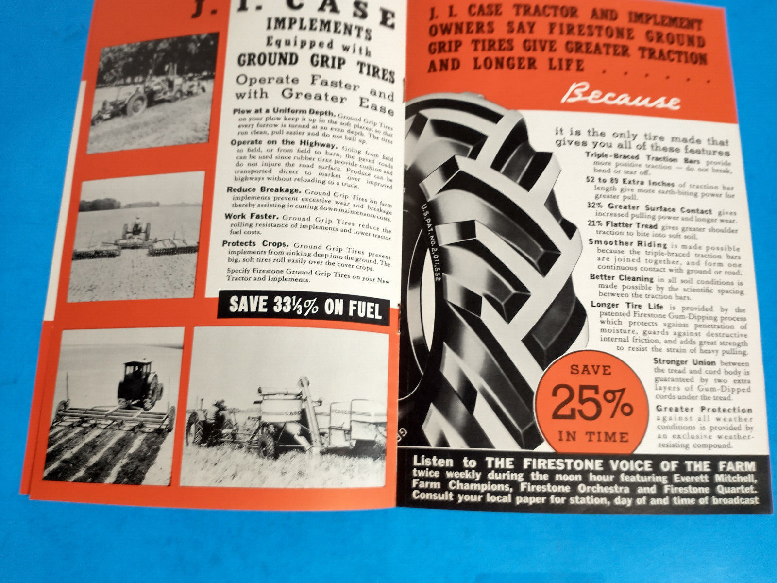 CASE FIRESTONE TIRE TRACTOR BROCHURE ORIGINAL 8 PAGE FARM