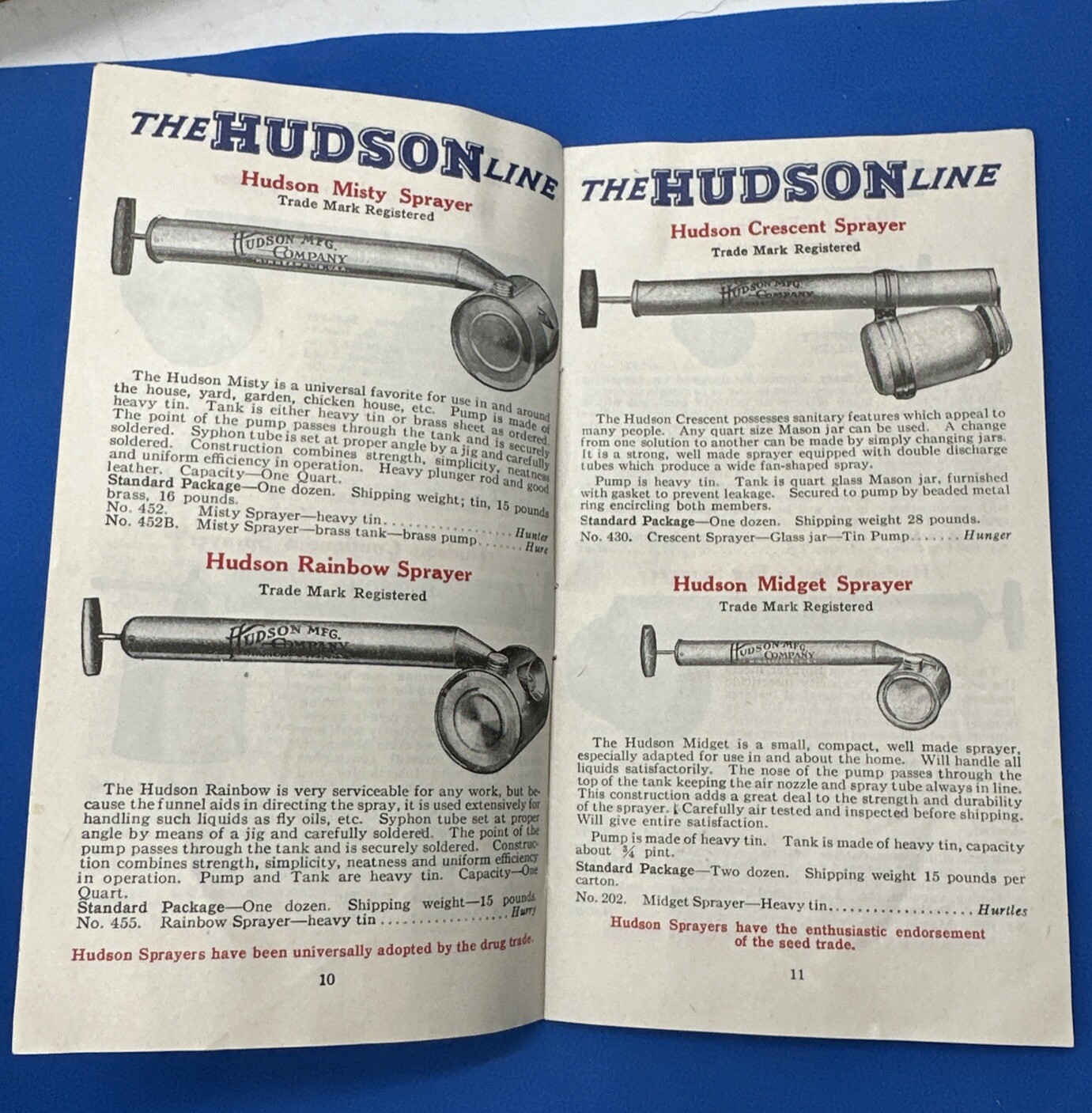 Hudson Manufacturing Co. Sprayers Catalog Booklet 1927 Illustrations