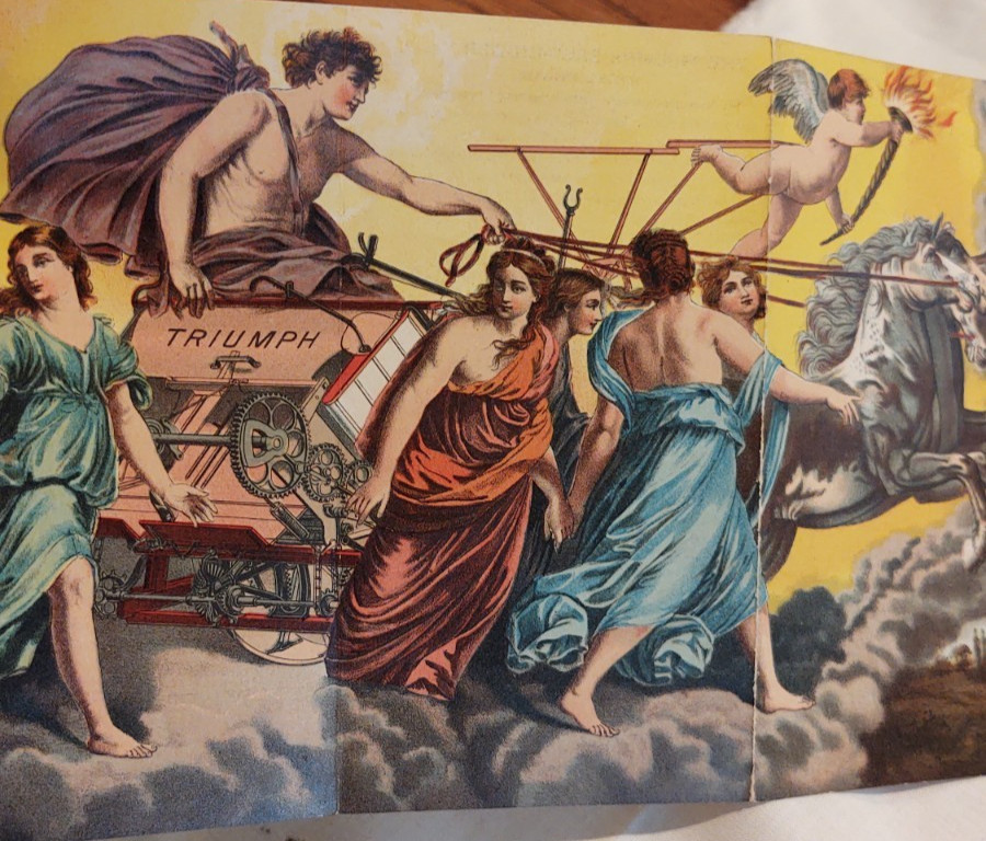 5 pc Antique Farm Agriculture Trade cards Triumph , Walter Wood ,Bucher & Gibbs