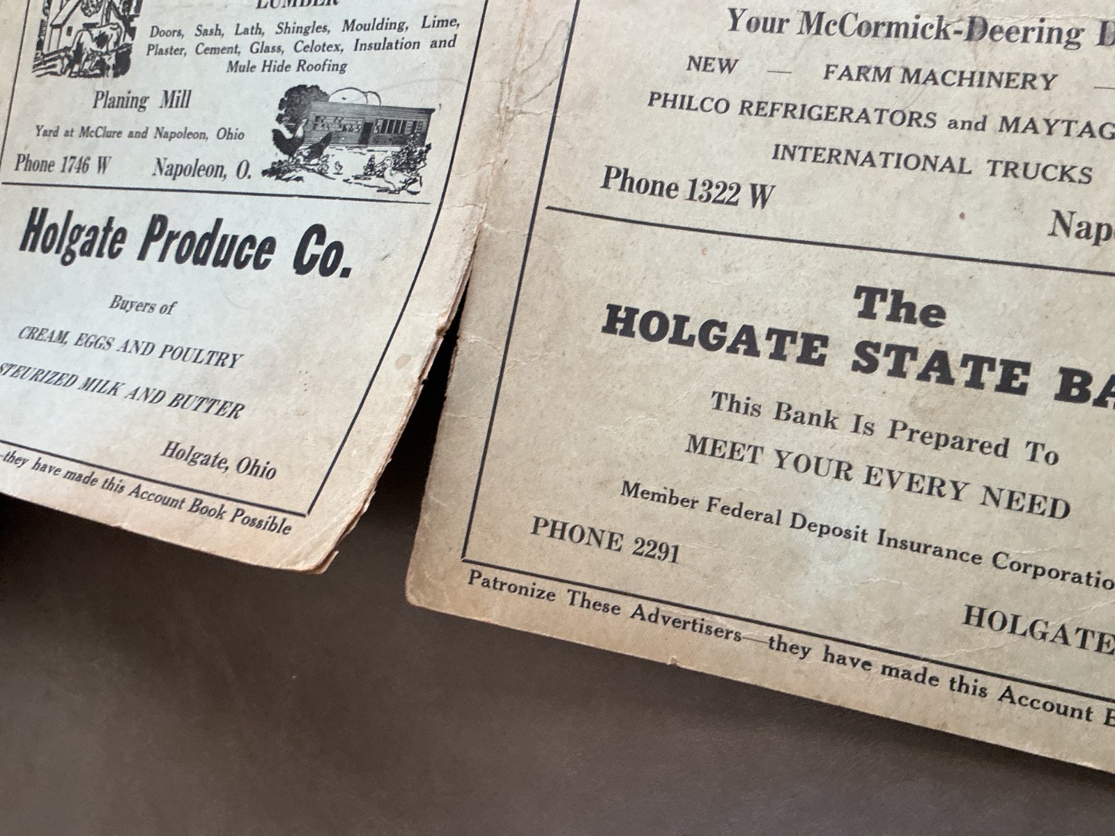 1940 Farm Acct. Record Book – Holgate Produce Co. Holgate, Ohio – Henry County