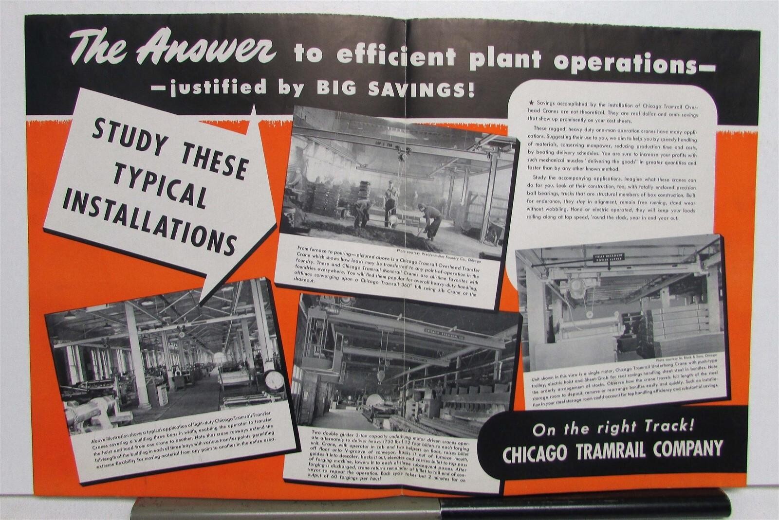 1930s Chicago Tramrail Overhead Cranes Construction Reduce Cost Brochure Poster