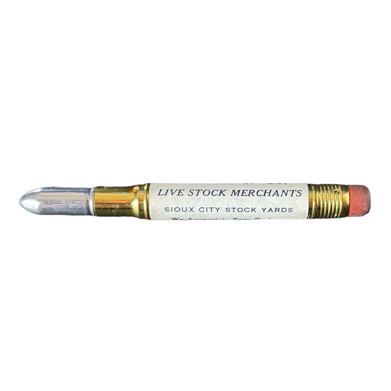 Vtg Sellon & Peterson Commission Co LiveStock Bullet Pencil Sioux City IA EUC