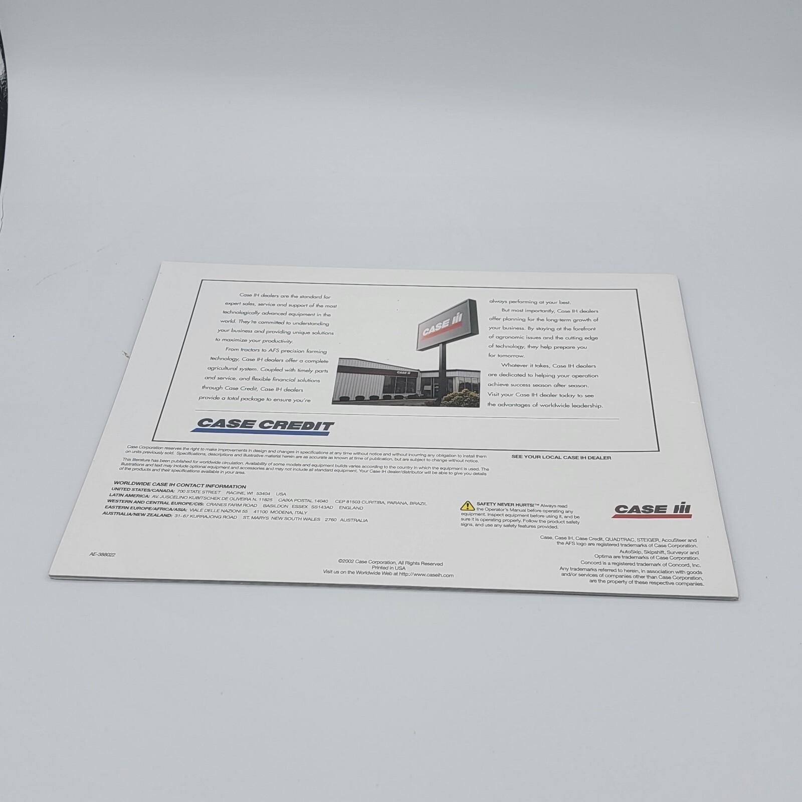 CASE IH STX SERIES STEIGER TRACTORS 275-450 HP 36 PAGES 2002 Sales Brochure