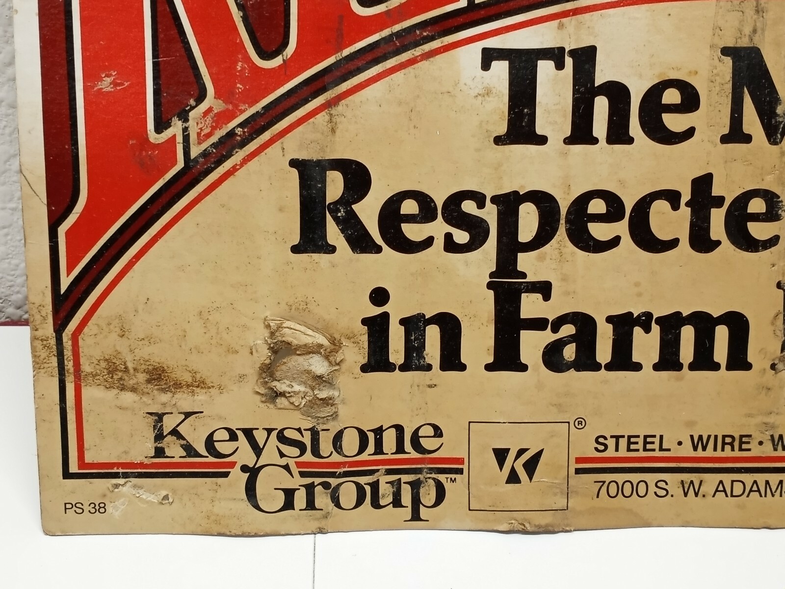 Vtg RED BRAND WOVEN WIRE PAPER SIGN KEYSTONE GROUP FARM FENCE 11.5&Prime;x7.25&Prime;