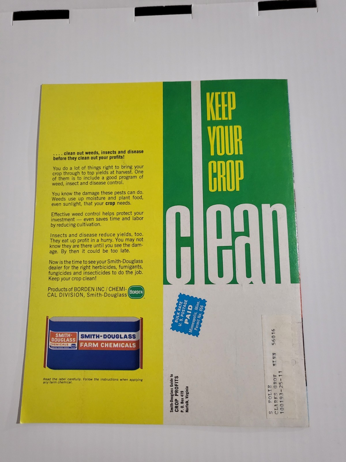 Vintage 1969 Smith-Douglass Guide To Crop Profits BOOKLET IH CASE John Deere