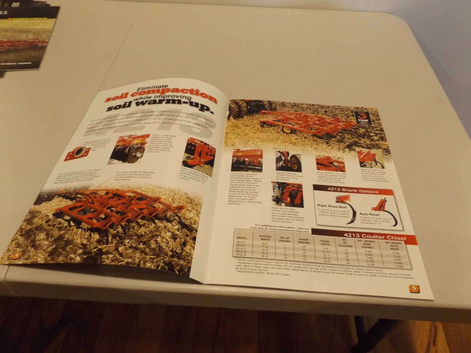 SUNFLOWER PRIMARY TILLAGE TOOLS MODEL 4530 CHISEL, LIT # BAC 36028 4/06