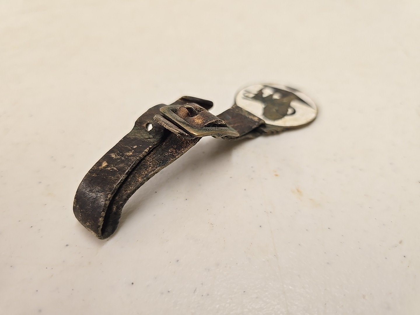 Antique John C Nichols Harness Mfg Janesville WI Master Brand Lion Watch Fob