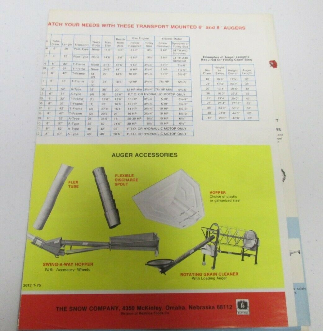 Snowco Augers For Every Need 12 to 67 Lengths Sales Brochure Specifications