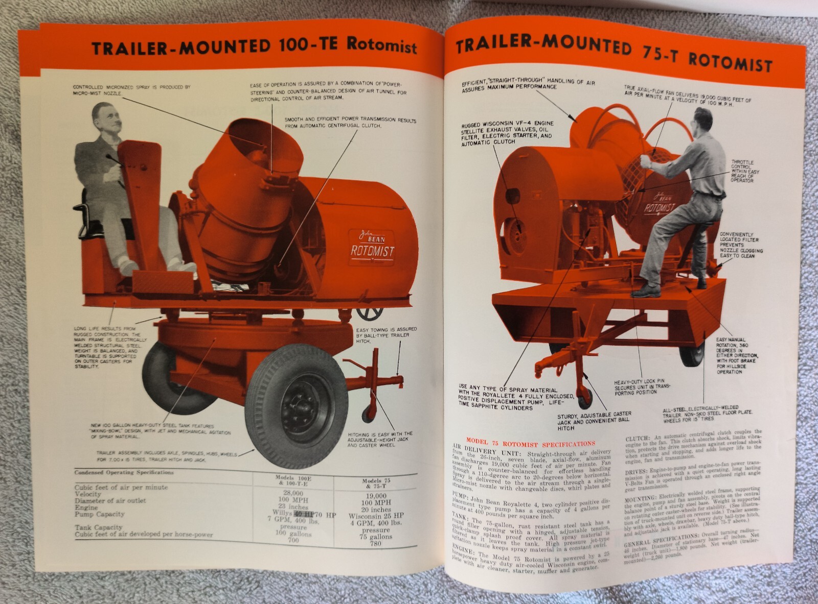 VINTAGE 1956 JOHN BEAN ROTOMIST SPRAYERS 8 Page BROCHURE