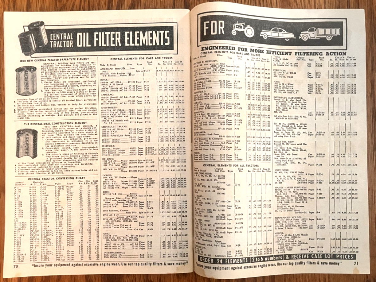 Central Tractor 1959 72-page farm tractor catalog parts & accessories