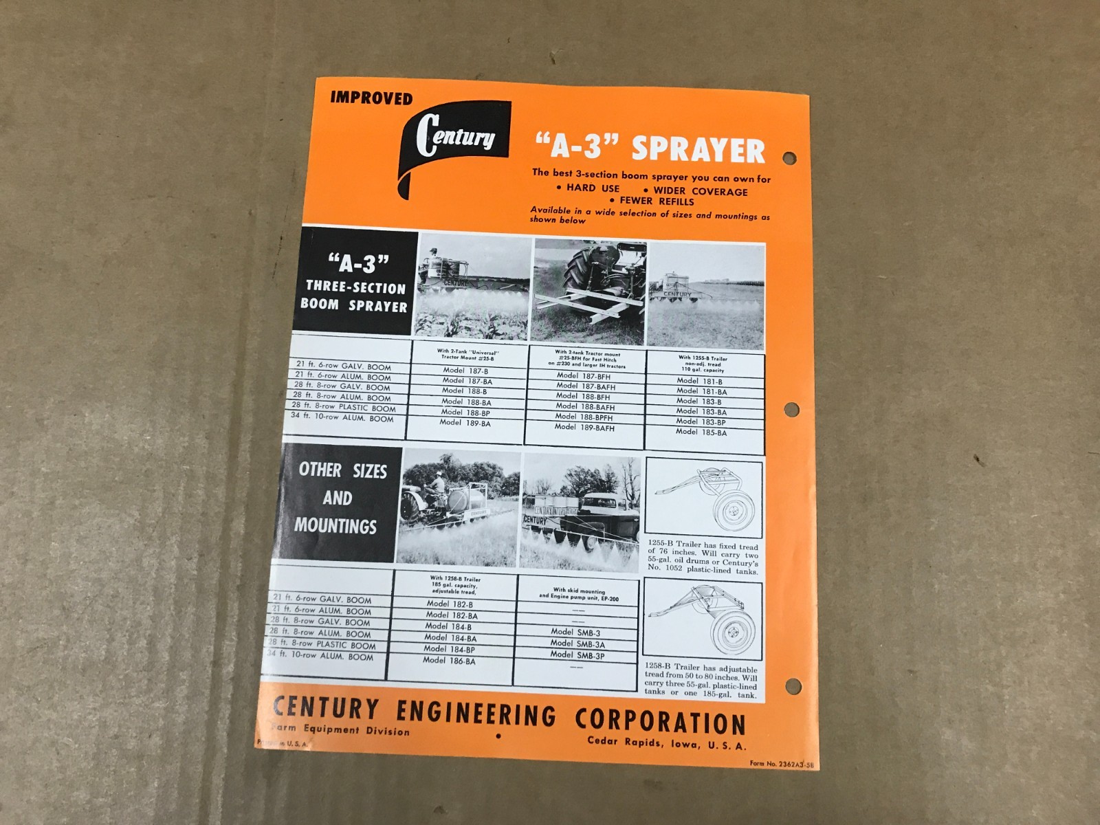 Vintage Century A-3 Heavy Duty 3-Section Boom Sprayer Salesman Flyer