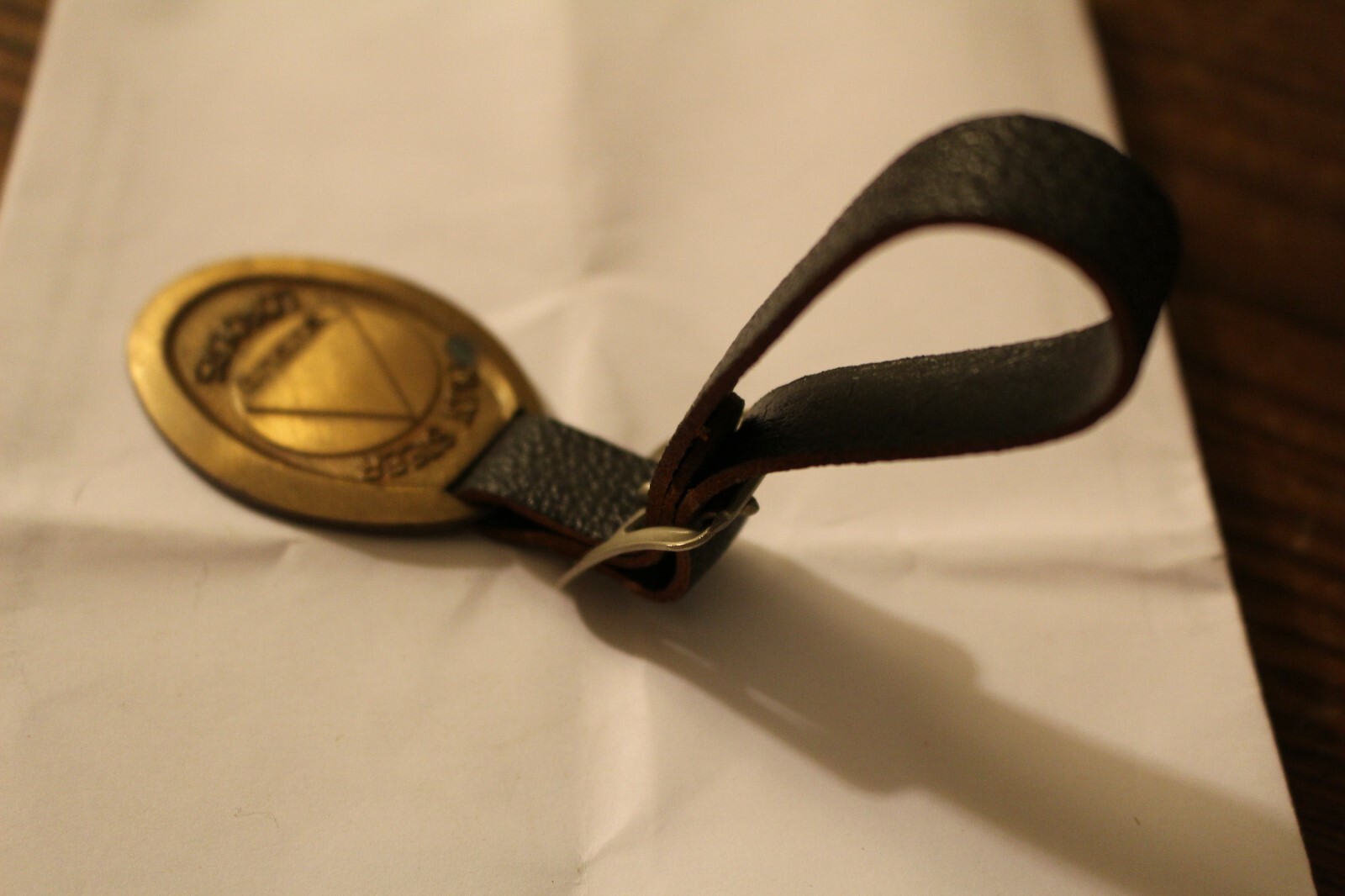 Vintage Brass Euclid Pivot Steer Loaders Key Fob/Black Leather Strap