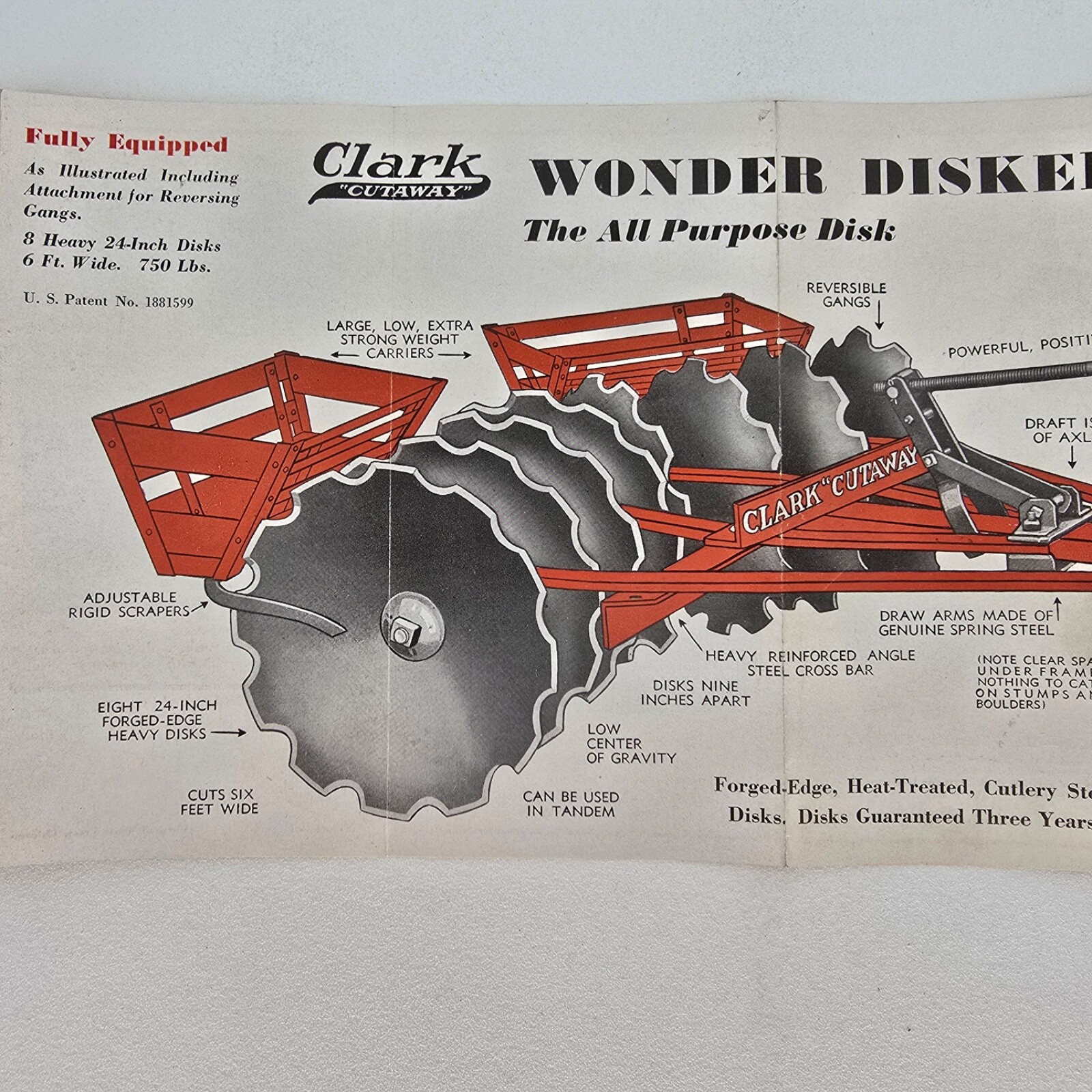 1930s Clark Cutaway Harrow Wonder Disker Brochure Farm Implement Higganum CT