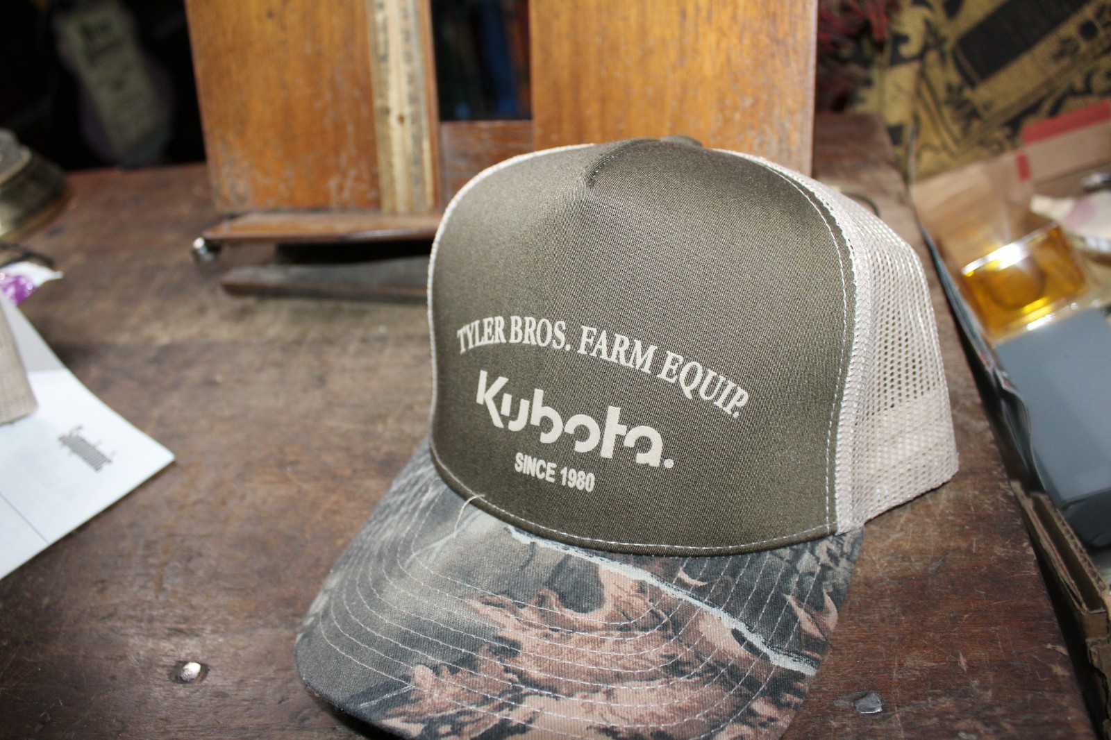 Tyler Brothers Farm Equipment Maryville TN Kubota Mesh Camo Trucker&rsquo;s Hat Cap