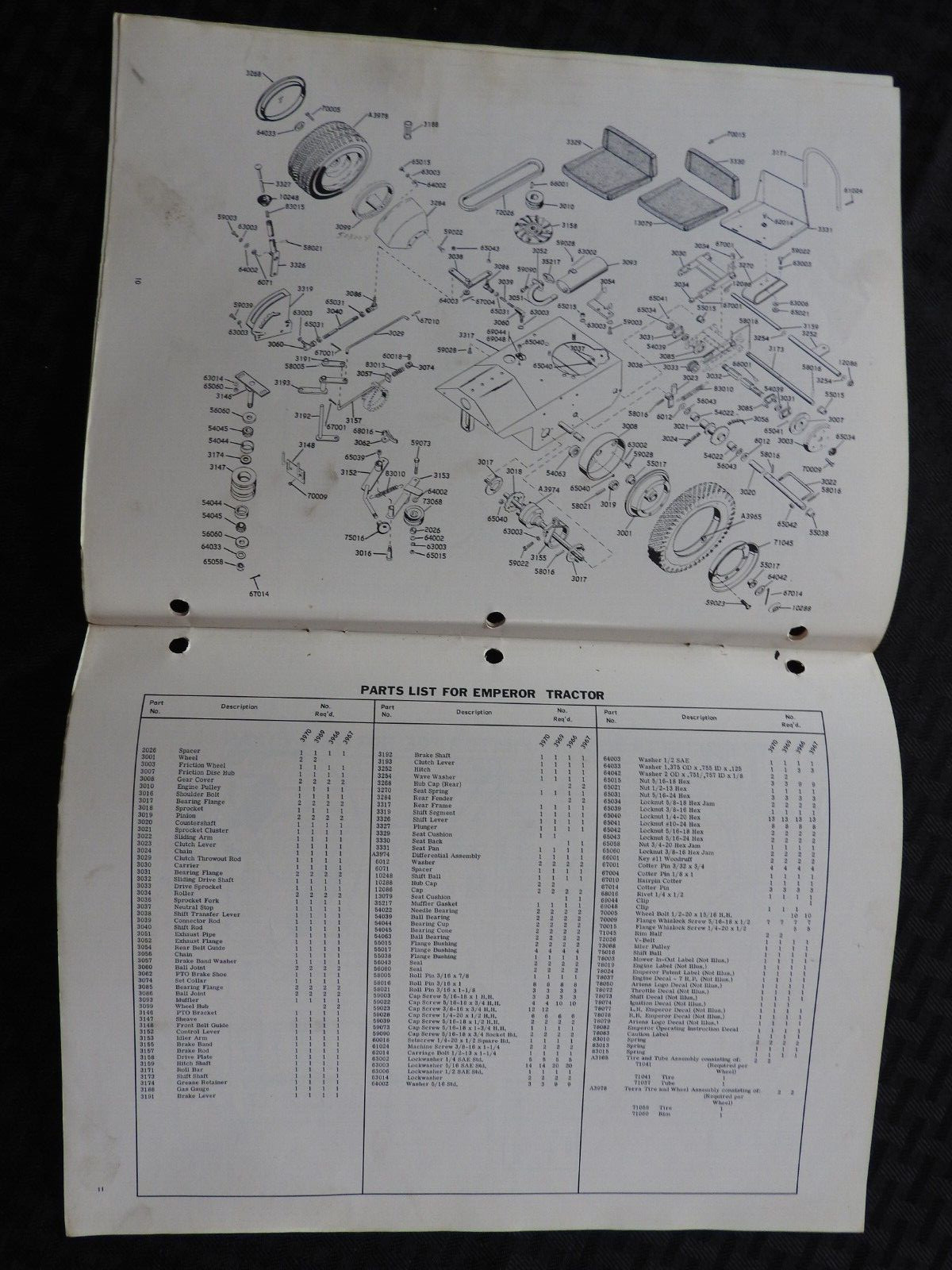 ORIG 1969-1972 ARIENS Emperor 7 Riding Lawn Mower Tractor Parts Operators Manual