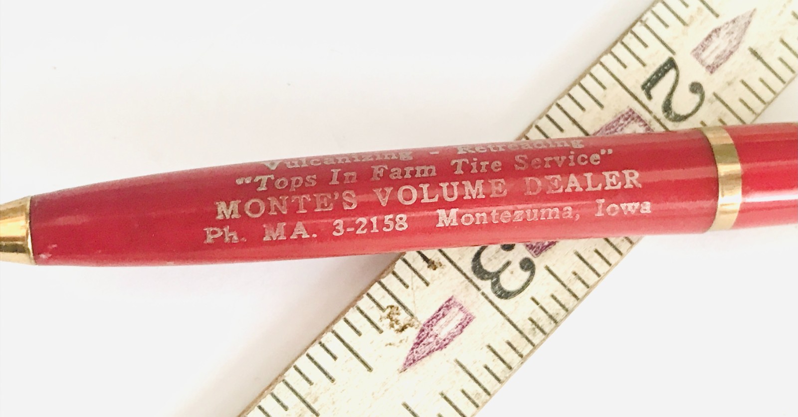 Vintage Watt&rsquo;s DX Advertising Pen Farm Tire Service Monte&rsquo;s Dealer Montezuma IA