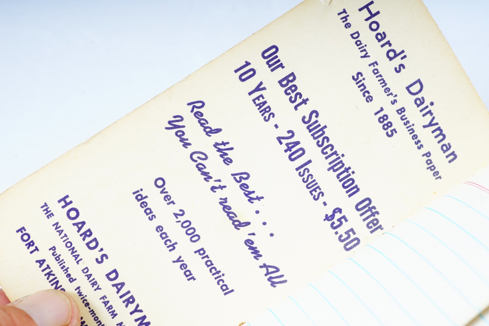 1965 Hoards Dairymen Memo Book Fort Atkinson Wisconsin Cattle Cow Advertising
