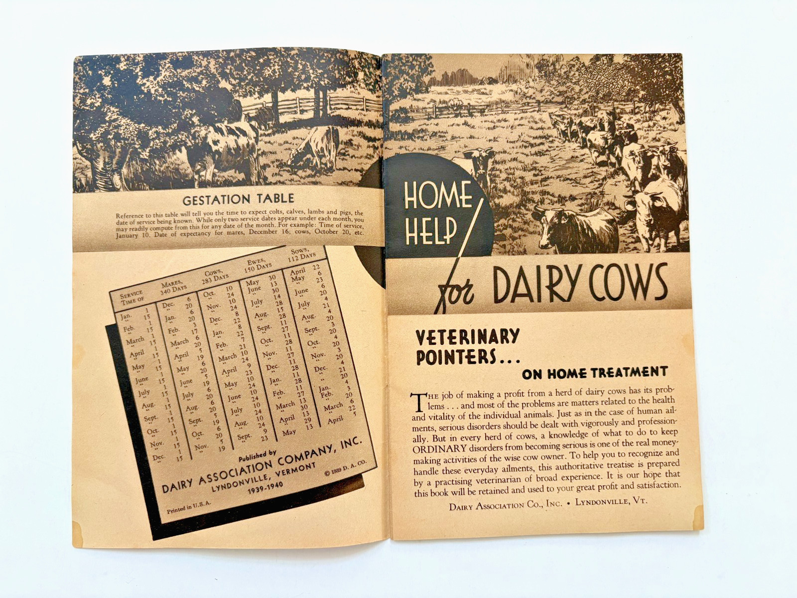 1939-40 Booklet « Home Help for Dairy Cows » w/ Formula « Kow-Kare » *